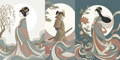 Oriental Silk Graphic Art Templates generated by gemini-image