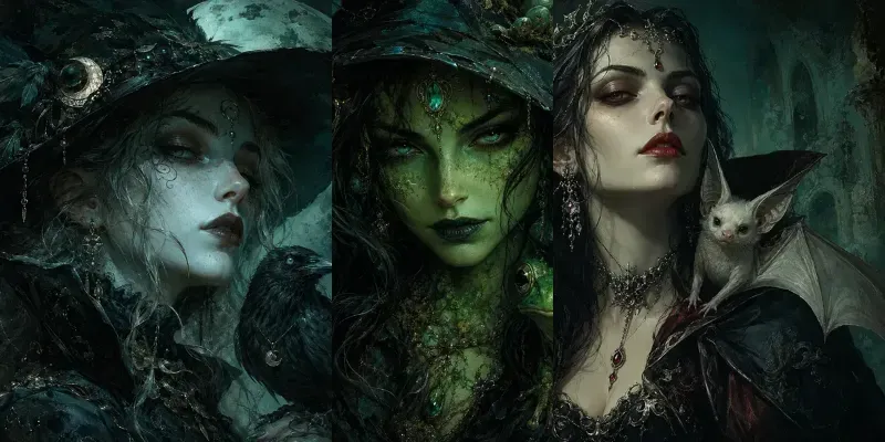 Dark Fantasy Witch Portraits generated by undefined
