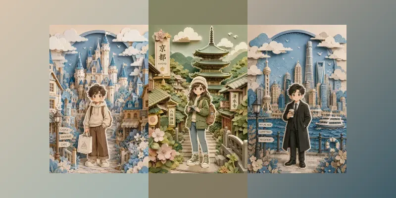 Cute Paper Diorama Travel Scenes generated by undefined
