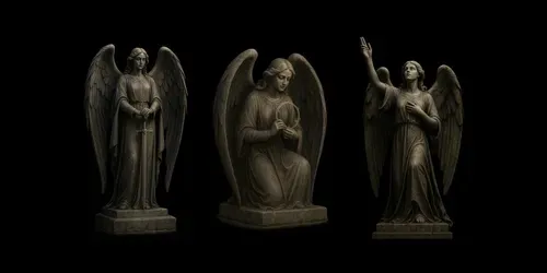 Gothic Angel Statues Transparent Png generated by chatgpt-image