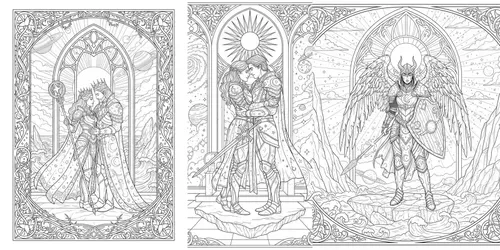Romantasy Dark Academia Coloring Books generated by gemini-image
