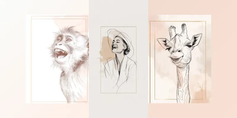 Minimalist Line Art Laughing Scenes generated by undefined