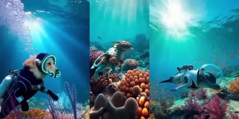 Whimsical Underwater Animal Adventures generated by undefined