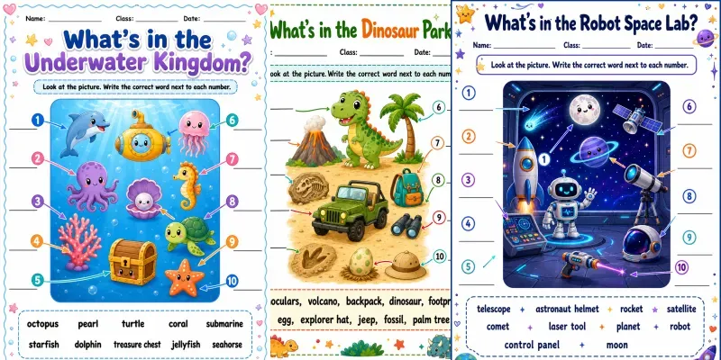 Kids Vocabulary Worksheets generated by undefined
