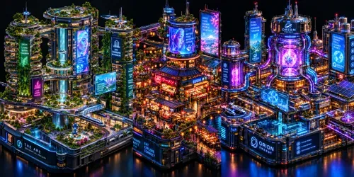 3D Isometric Cyberpunk Arcology Dioramas generated by chatgpt-image