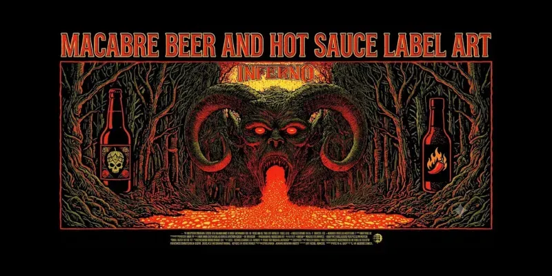 Macabre Beer And Hot Sauce Label Art generated by undefined