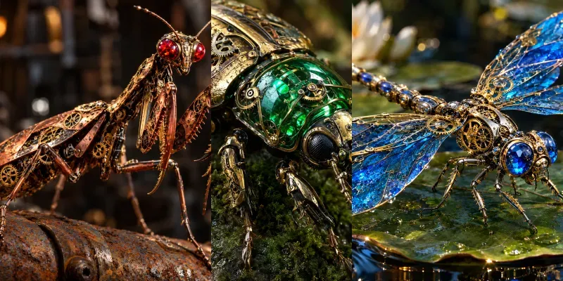 Macro Steampunk Insect Automata