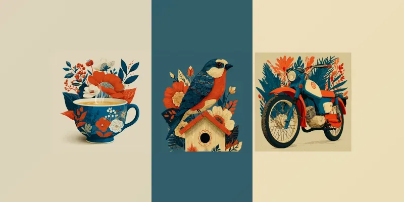 Folk Art Linocuts Earthy Botanicals Cozies generated by undefined