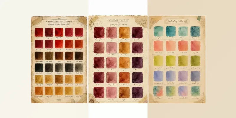 Watercolor Swatchbook Junk Journal Pages generated by undefined