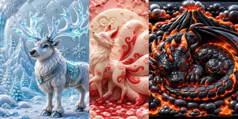 Fantasy Puffy Animal Wallpaper Sets generated by undefined