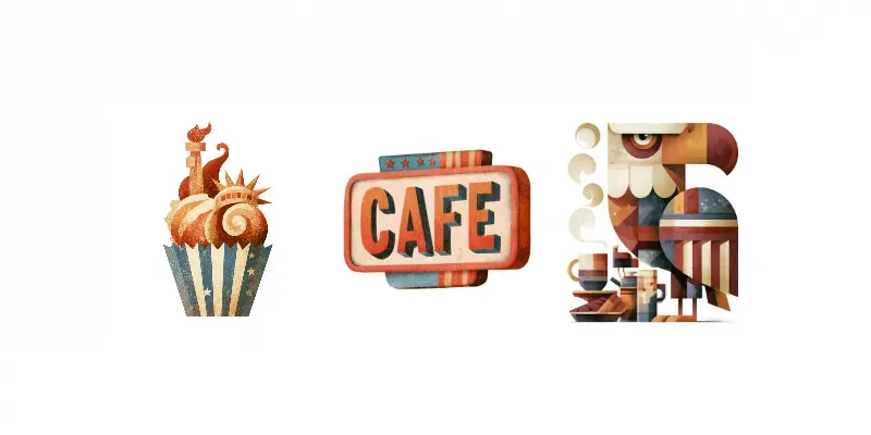 Retro Americana Cozy Cafe Cliparts generated by undefined