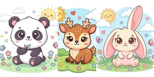 Cute Kawaii Animal Illustrations generated by gemini-image