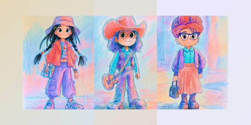 Colorful Pencil Characters generated by undefined