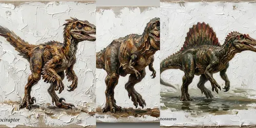 Prehistoric Creatures Oil Paintings generated by gemini-image