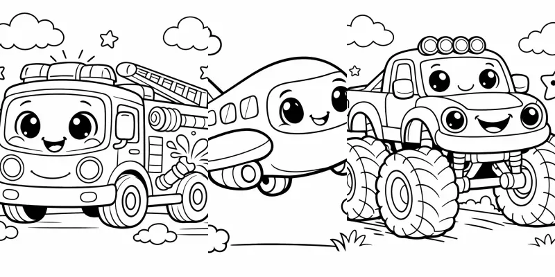 Vehicles Coloring Book Pages For Toddlers generated by undefined
