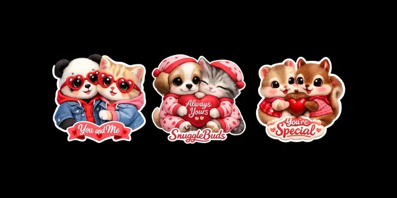 Cute Baby Animal Valentine Stickers generated by undefined