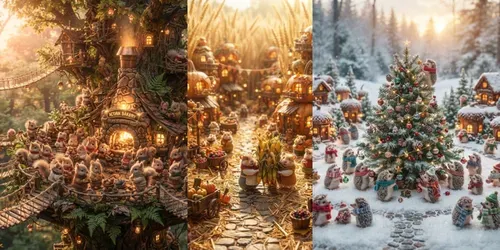 Cozy Tiny Animal Villages generated by gemini-image