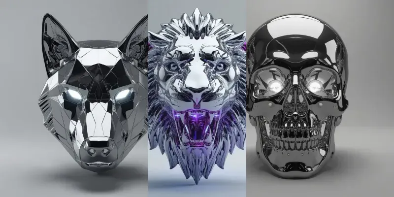 Modern 3D Liquid Chrome UI Icons generated by undefined