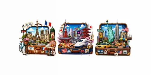 World Travel Suitcase Illustrations generated by chatgpt-image