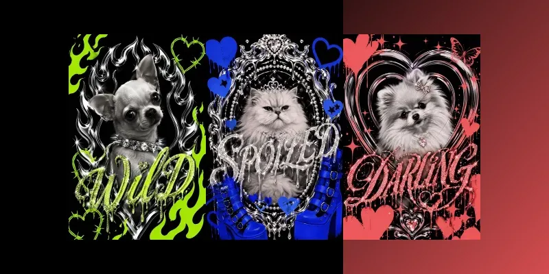 Y2k Chrome Glitter Pet Poster Art generated by undefined
