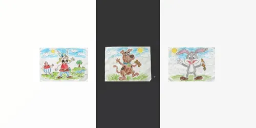 Kids Crayon Drawing Cartoon Characters generated by gemini-image