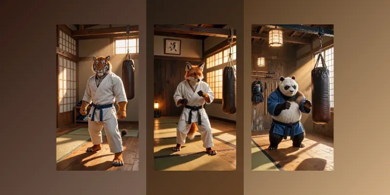 Cinematic Martial Artist Animals Videos generated by undefined