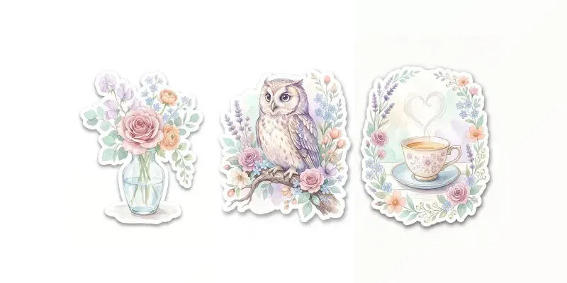 Watercolor Vintage Stickers