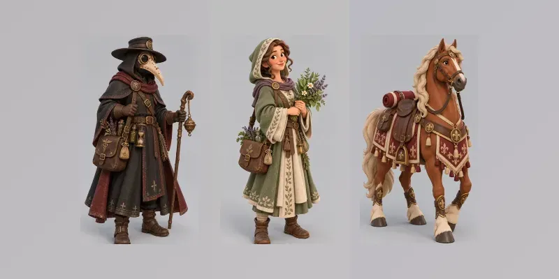Stylized Medieval 3D Clay Characters