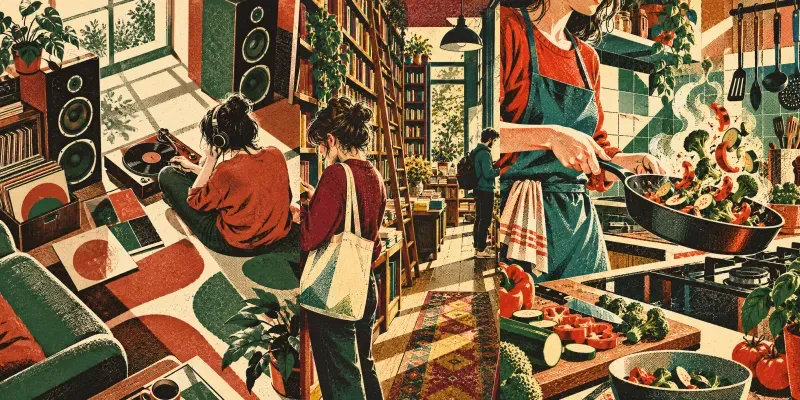 Retro Halftone Lifestyle Scenes