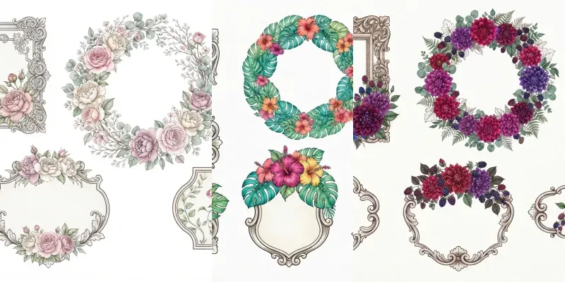 Floral Label Borders Sets generated by undefined