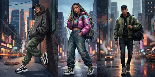 Urban Fashion Illustrations generated by gemini-image