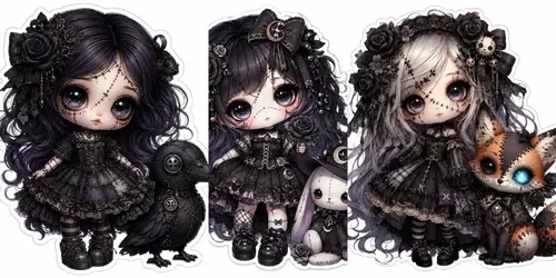 Gothic Chibi Doll Patchwork Friends generated by chatgpt-image