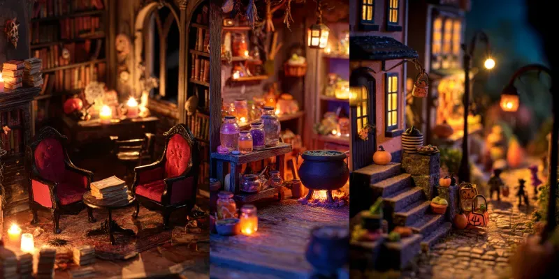 Miniature Halloween Dioramas generated by undefined