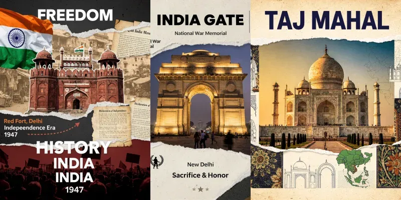 India Monument Magazine Collages generated by undefined