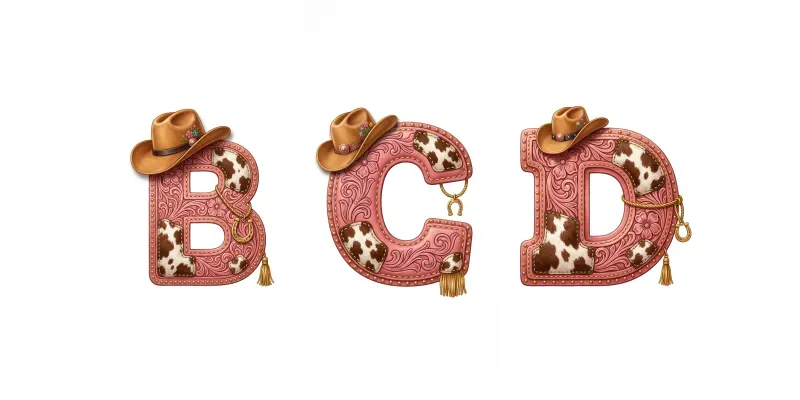 Western Cowgirl Letters Clipart Pngs generated by undefined