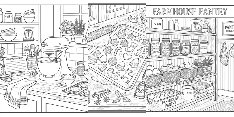 Cozy Kitchen Coloring Page Systems generated by undefined