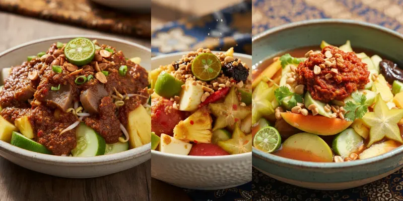 Indonesian Rujak Variety Stock Photos generated by undefined