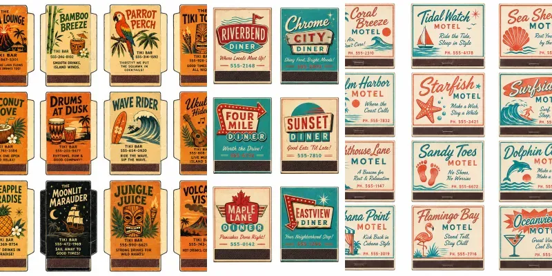 Vintage Matchbook Cover Sheets generated by undefined