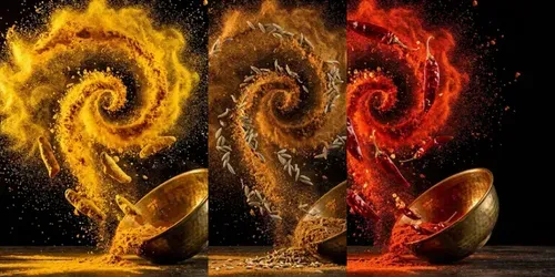Cinematic Spice Explosion Photography generated by gemini-image