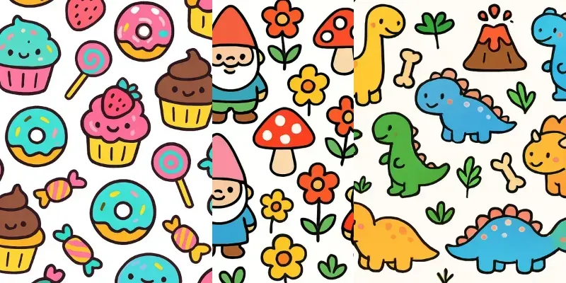 Bold And Cute Colorful Seamless Patterns generated by undefined