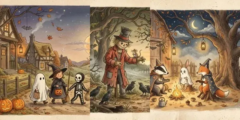 Vintage Halloween Storybook Illustrations