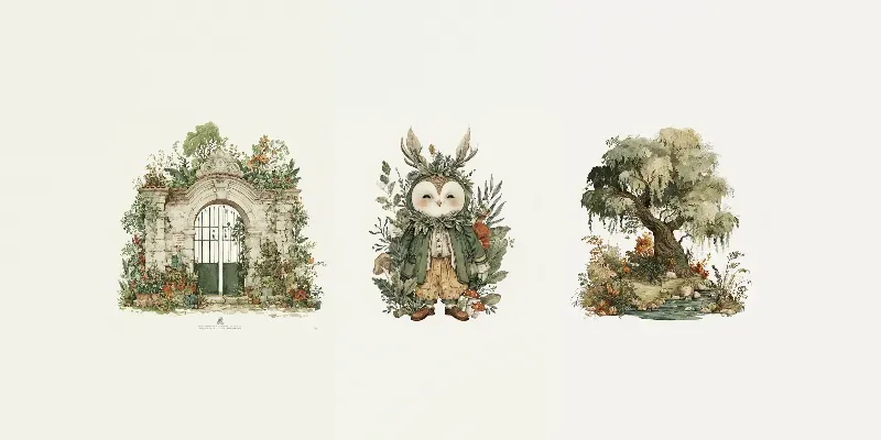 Vintage Botanical Cottage Core Art generated by undefined
