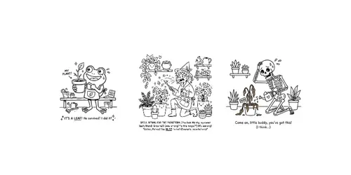 Plant Parent Humor Doodle Coloring Pages generated by gemini-image