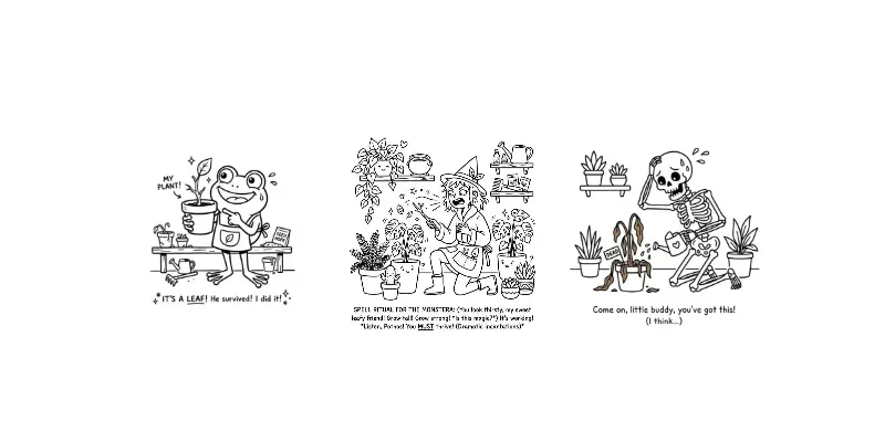 Plant Parent Humor Doodle Coloring Pages generated by undefined