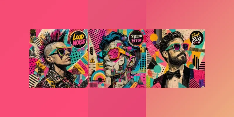 Popart Mixed Media Collage Portraits generated by undefined