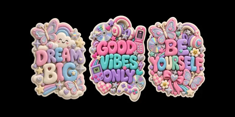 3D Clay Retro Y2k Stickers generated by undefined
