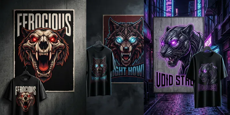 Ferocious Beast Tshirt Designs generated by undefined