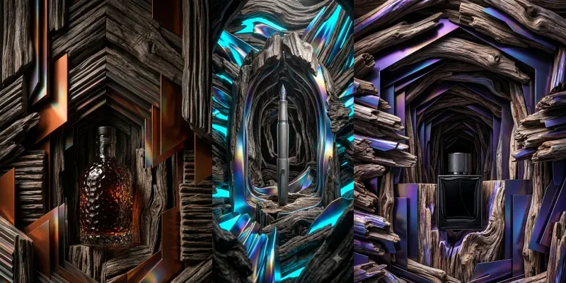 Driftwood Layer Anodized Titanium Stages generated by undefined