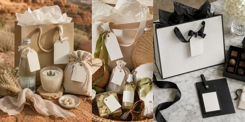 Wedding Welcome Gift Bag Flatlay Builders generated by undefined