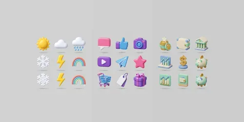 3D Icon Sets Claymorphism Studio generated by gemini-image